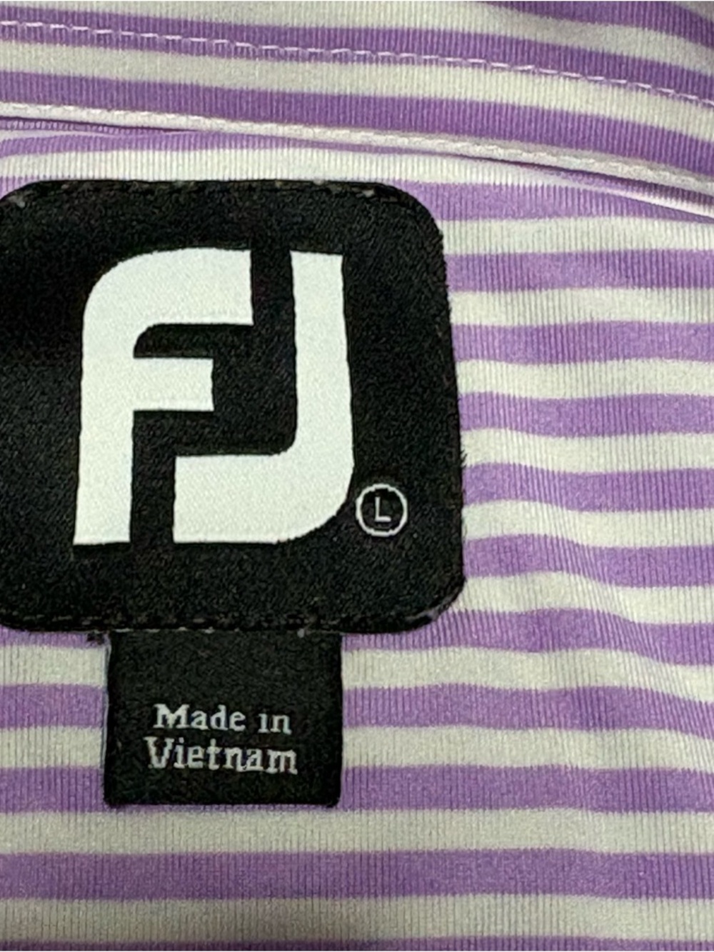 FootJoy Men's Large Purple and White Striped Polo - Picture 5 of 10